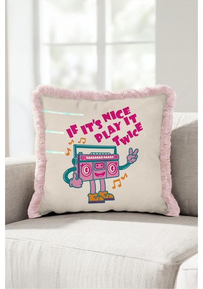 Retro Müzik Kaset Pop Art Saçaklı Yastık Kılıfı - Eğlenceli Genç Odası Pembe Püsküllü Kırlent Kılıfı Yalın Rota Aura Retro Müzik Kaset Pop Art Saçaklı Yastık Kılıfı - Eğlenceli Genç Odası Pembe Püsküllü Kırlent Kılıfı Yalın Rota Aura