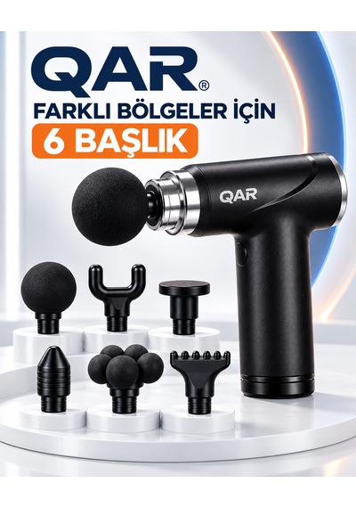 Qar Masaj Tabancası 6 Başlıklı Derin Doku Kas Masaj Aleti Sessiz Çalışan Şarjlı Taşınabilir Sporcu Masaj Cihazı Siyah