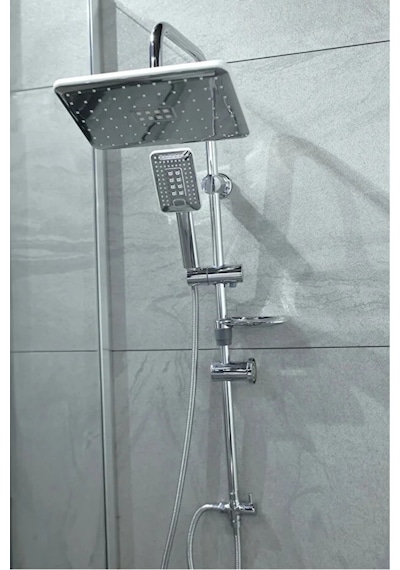 Krom 4lü Set Banyo Bataryası Eviye Bataryası Lavabo Bataryası Duş Tepe Yağmurlama Seti Özel Seri 2 Krom