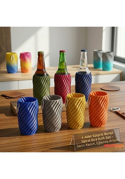 Mottopi 3+1 Sürpriz Renkler Spiral Desen Bira Çorabı,bira Kılıfı,bira Gizleyici,içecek Kılıfı-sürpriz Set 4 Adet Çok Renkli Mottopi 3+1 Sürpriz Renkler Spiral Desen Bira Çorabı,bira Kılıfı,bira Gizleyici,içecek Kılıfı-sürpriz Set 4 Adet Çok Renkli