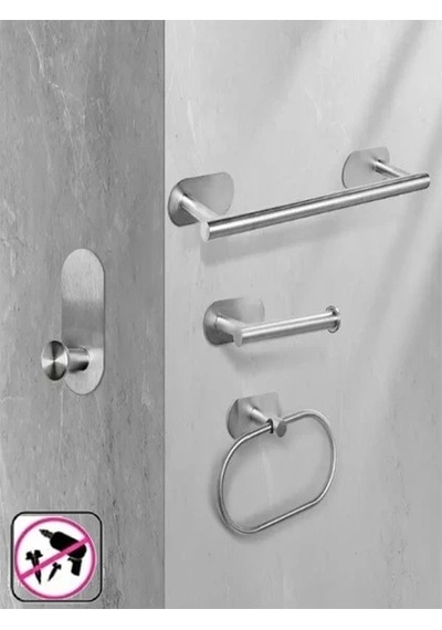 Kendinden Yapışkanlı Banyo Seti 4lü Krom Krom