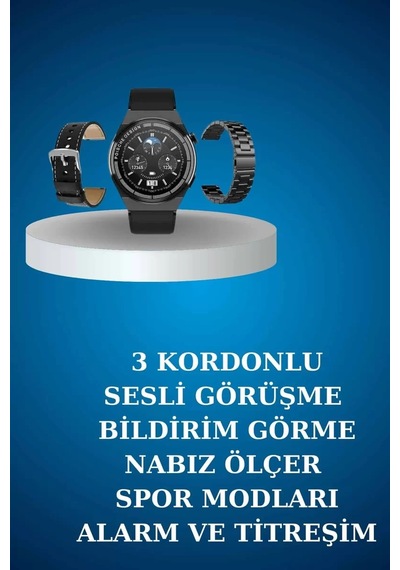 Alarm Ve Titreşim Özellikli Akıllı Saat Ve Mikrofonlu Kablolu Blu
