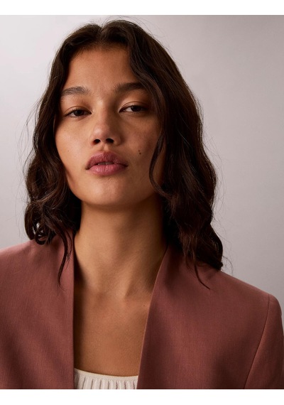 Calvin Klein Lınen Blazer, 41j, 4 Kadın Kiremit Blazer Kahverengi
