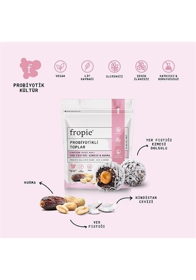 Fropie Probiyotikli Meyve Topları - Hindistan Cevizi Kaplı & Yer Fıstığı Ezmeli 80 G
