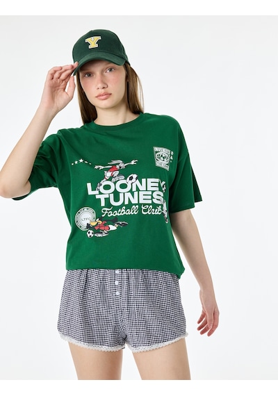 Koton Looney Tunes Lisanslı Futbol Temalı Baskılı Bisiklet Yaka Kısa Kollu Tişört Yeşil 6sal10869ık Koton Looney Tunes Lisanslı Futbol Temalı Baskılı Bisiklet Yaka Kısa Kollu Tişört Yeşil 6sal10869ık