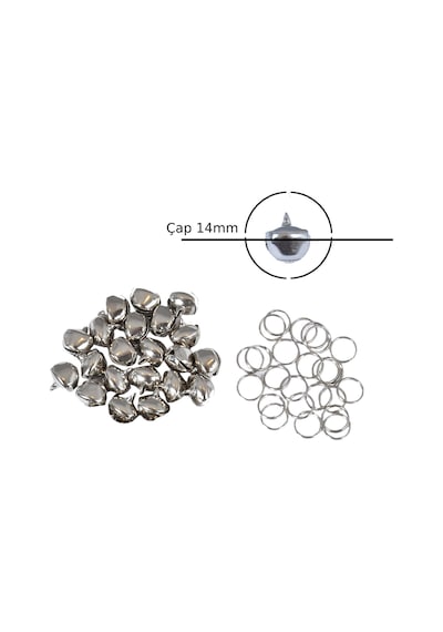 X-Perk Büyük Boy Kedi Köpek Tasma Zili Çan 14 MM 24 Adet Gri - Gümüş
