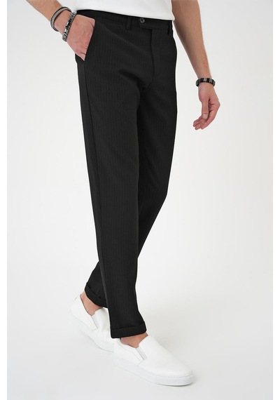 Efor Comfort Fit Gofre Dokulu Beli Lastikli Siyah Jogger Pantolon P 1177 Siyah