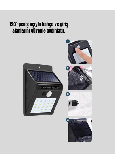 Mey İthalat Hareket Algılamalı Solar Led Güvenlik Lambası Yeni Nesil Çok Renkli