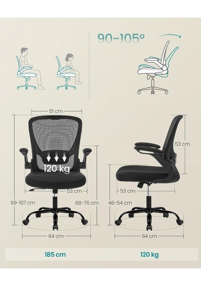 Ofis Koltuğu, Masa Sandalyesi, File Kaplamalı Döner Sandalye, Ergonomik, Yastıklı Bel Desteği, Sallanma Fonksiyonu, 53 Cm Koltuk, Katlanır Kolçaklar, Siyah Obn37bk Diğer Ofis Koltuğu, Masa Sandalyesi, File Kaplamalı Döner Sandalye, Ergonomik, Yastıklı Bel Desteği, Sallanma Fonksiyonu, 53 Cm Koltuk, Katlanır Kolçaklar, Siyah Obn37bk Diğer