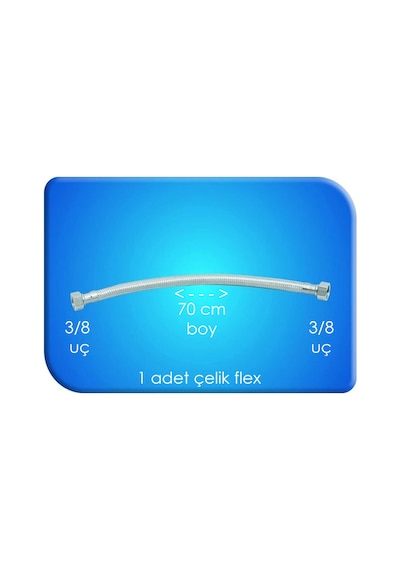 Flex Çelik 3/8 3/8 Uç 70 Cm Boy 1 Adet Su Bağlantısı