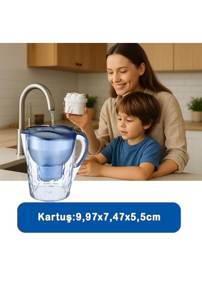 Bluefox 3 Lü Sürahi Filtre Kartuşu Ayarlanabilir Filtrasyon Hızı, İyon Değişimli Kireç Azaltıcı, 160l Kapasite, Aquaphor & Xiaomi Uyumlu