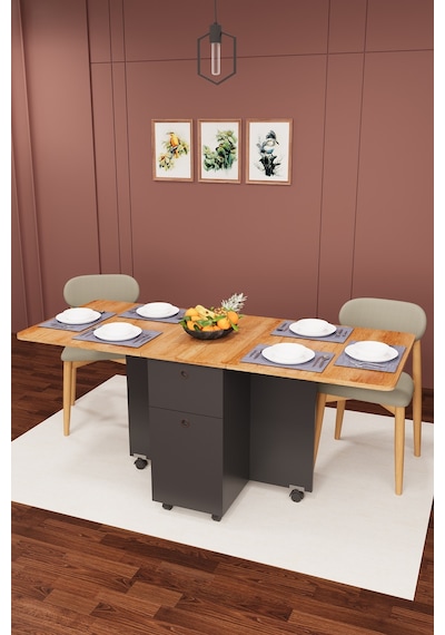 Asra Trend KM-03 %100 MDF 168x70 cm Katlanır Akıllı Mutfak Masası Tekerlekli Servis Masası Koyu Gri Petra Asra Trend KM-03 %100 MDF 168x70 cm Katlanır Akıllı Mutfak Masası Tekerlekli Servis Masası Koyu Gri Petra