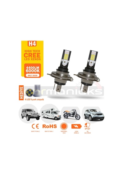 Cree Led Xenon Far Ampulü H1 H3 H4 H7 H11 9005 9006 4400Lm 311291930