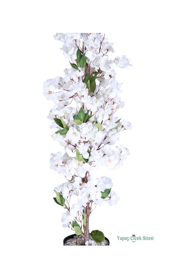 Yapay Çiçek Sitesi Yapay Sakura Bahar Dalı Ağacı 85 Cm Beyaz Beyaz