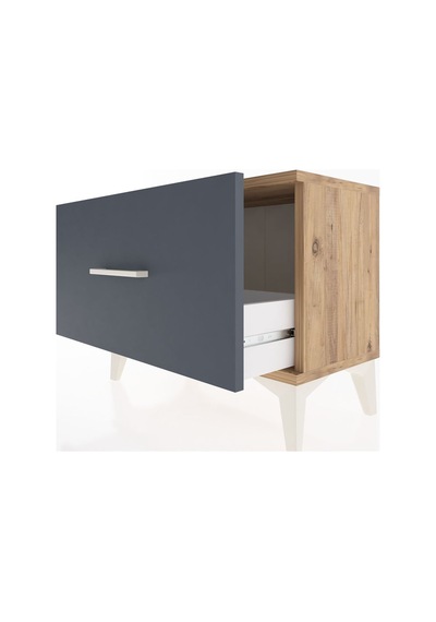 Arges Komodin Tek Çekmeceli 60x30x48 Çam-antrasit Atlas Çam