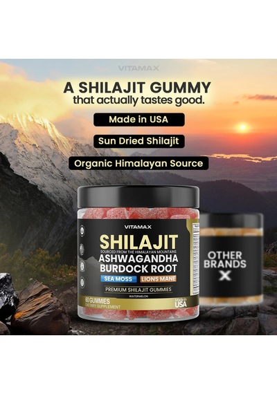 Shilajit Sourced Sea Moss + Lion's Mane Watermelon 60 Gummies