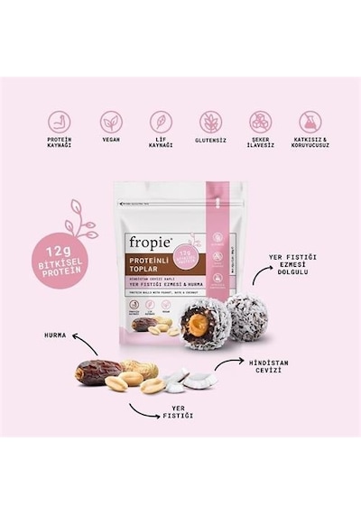 Fropie Proteinli Meyve Topları - Hindistan Cevizi Kaplı & Yer Fıstığı Ezmeli 80 G