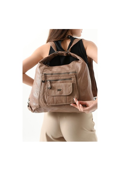 571 Collections Suni Deri Sırt Çantası Vizon Model: 571-13-13m Vizon