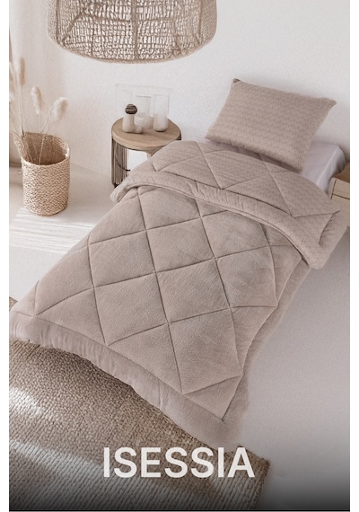Lüks Wellsoft Çift Taraflı Yumuşak 4 Mevsim Konfor Yorgan Seti Yorgan Uyku Seti 155 X 215 Cm Bej