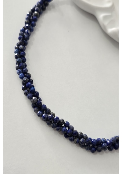 Sertifikalı 3 Mm Faset Kesim Lapis Lazuli Doğaltaş Kolye 3 Sıra 262 Lacivert