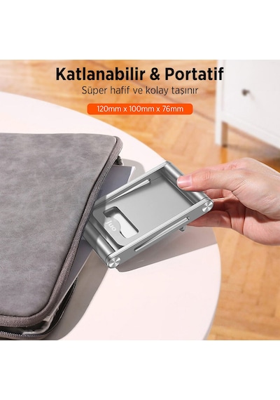Juo Alüminyum Katlanabilir Metal Masaüstü Telefon Tutucu Standı Gümüş Gümüş
