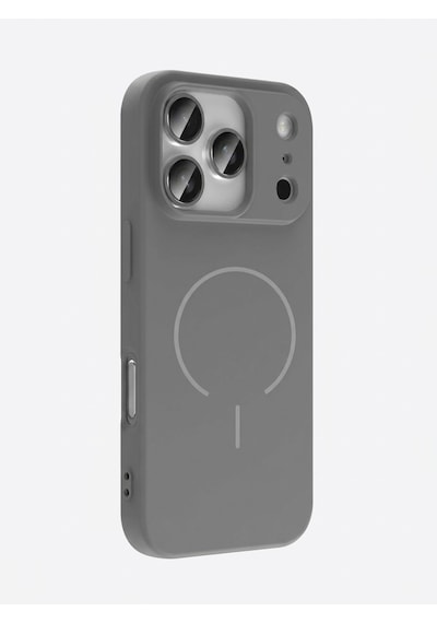 Apple iPhone Uyumlu 17 Pro Max Magsafe Özellikli İçi Kadife Yumuşak Aqua Silikon Kılıf Gri