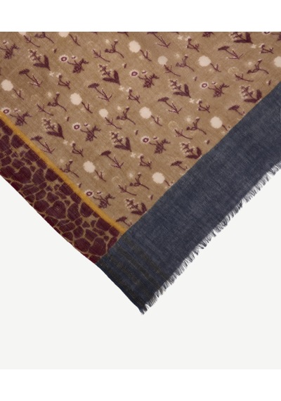 Yargıcı Minimal Çiçek Desenli Yün Şal 26kksl1034x 209 Koyu Bej