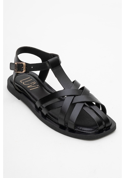 Luvishoes Luvi Shoes Andres Siyah Hakiki Deri Kadın Sandalet Siyah