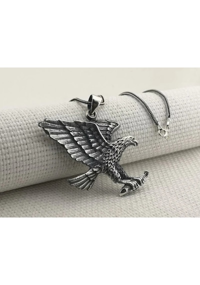Takılingo 925 Ayar Gümüş 3d Kartal Tasarımlı Erkek Kolye Gümüş