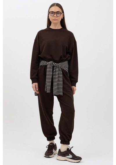Buly Cozy Beli Lastikli Jogger Eşofman Altı Acı Kahve