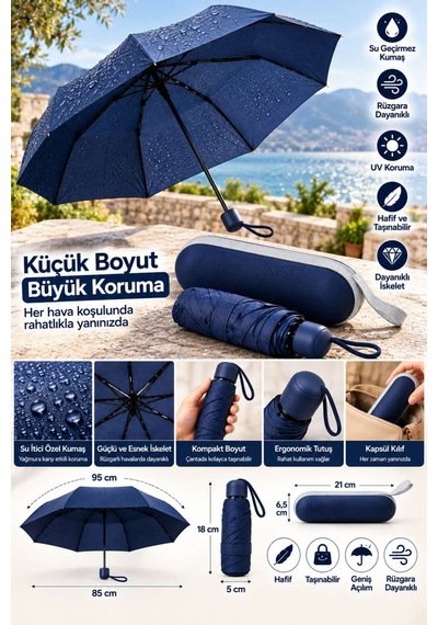 Kapsül Şemsiye Lacivert Belirtilmemiş