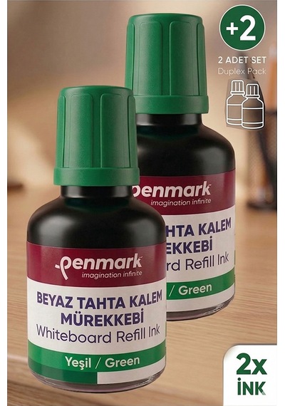Yeşil Yazı Tahta Kalemi Mürekkebi 30 Ml 2 Adet Penmark Tahta Kalemi Mürekkepi Kolay Silinebilir Doldurulabilir Canlı
