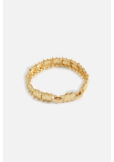 Dikey Dokulu Şerit Bileklik Gold