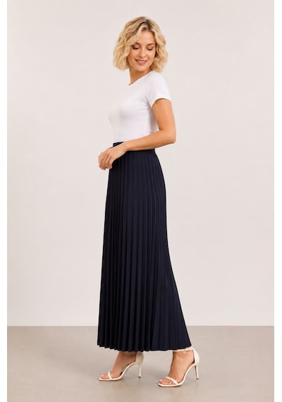 Bihan Store Yüksek Bel Beli Lastikli Akordiyon Piliseli Maxi Boy Etek 8940-kahve