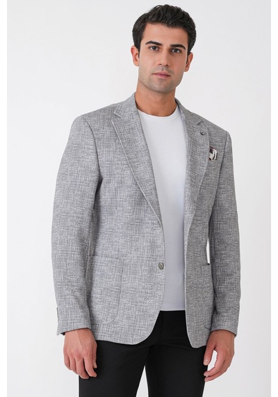 Comfort Fit Torba Cep Esnek Pamuklu Nefti Blazer Ceket C 740