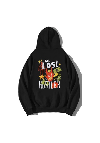 Brz Collection Unisex Oversize Get Lost Hoodie Siyah