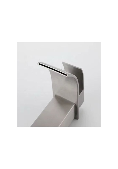 Rena Design Lavabo Bataryasi Inox Şelale Kare Gövde Eğimli Havza Banyo Armatür Çift Giriş Musluk Lüks Mat Gri