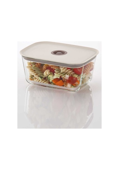 Fika Clik Dikdörtgen Cam Saklama Kabı 1380 Ml - Bej-7335