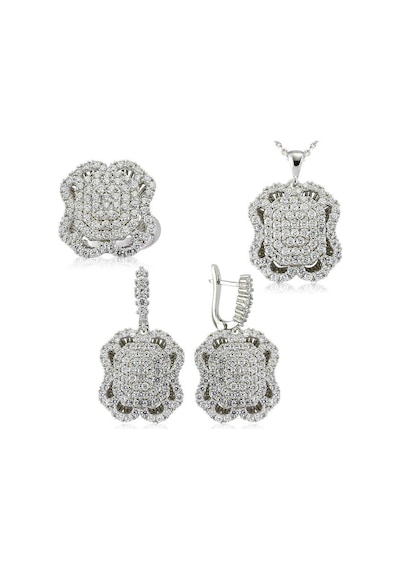 Gümüş Beyaz Taşlı Bayan Set St1270082 Gümüş