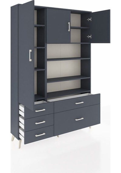 Arges Dolap 9 Raflı 5 Çekmeceli 3 Kapaklı 132x30x195 Antrasit-antrasit/antrasit Antrasıt/antrasıt Arges Dolap 9 Raflı 5 Çekmeceli 3 Kapaklı 132x30x195 Antrasit-antrasit/antrasit Antrasıt/antrasıt