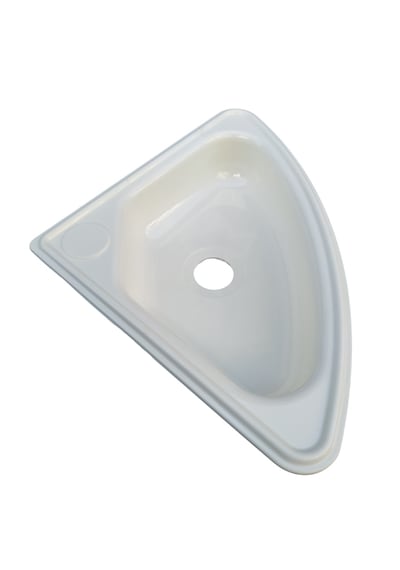 Üçgen Evye Lavabo. Tekne Evyesi. Karavan Evyesi. Beyaz 30x30cm