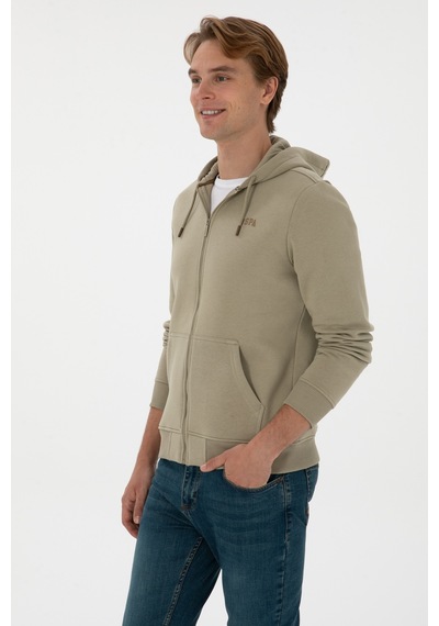 U.S. Polo Assn. Erkek Regular Fit Açık Haki Şardonlu Örme Hırka 50313755-VR183