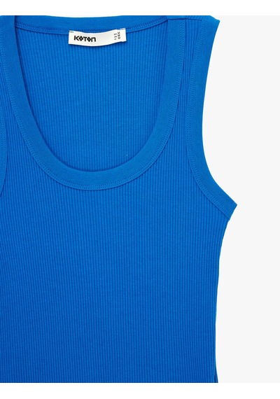 Koton Pamuklu U Yaka Slim Fit Atlet Mavi 6sak10269ek