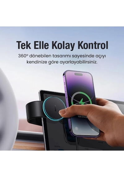 Coofbe Alüminyum Elastik Katlanabilir Mgsafe Uyumlu Araç İçi Telefon Tutucu Masaüstü Telefon Tutucu Siyah