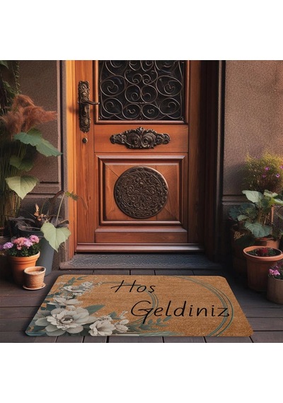Valerine Life Beyaz Su Zambağı Hoş Geldiniz Kapı Önü Paspası 45x70cm