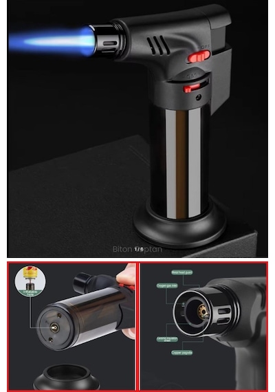 Pürmüz Doldurulabilir Çakmak 1300 C Torch Depolu Orta Boy Pürmüz Siyah