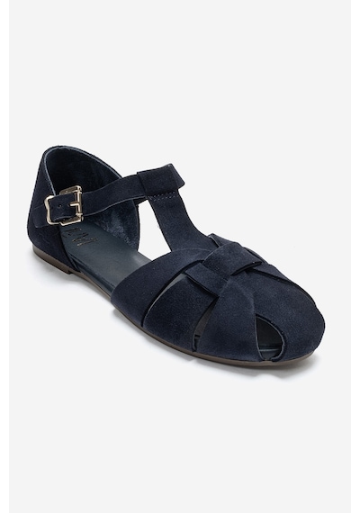 Luvi Shoes Alına Lacivert Süet Hakiki Deri Kadın Sandalet