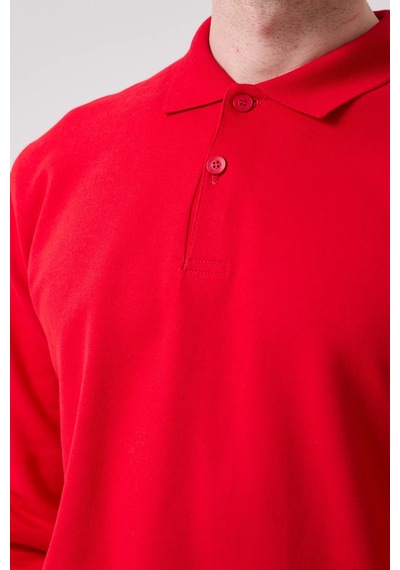 Galanthus Polo Sweat Uzun Kollu Pamuklu Sweatshirt İş Ve Günlük Kullanım İçin Kırmızı