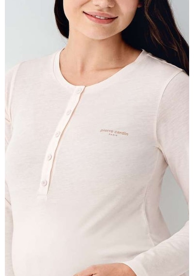Pierre Cardin 9066 Hamile Lohusa Düğmeli Bisiklet Yaka Pijama Takımı - Tozpembe
