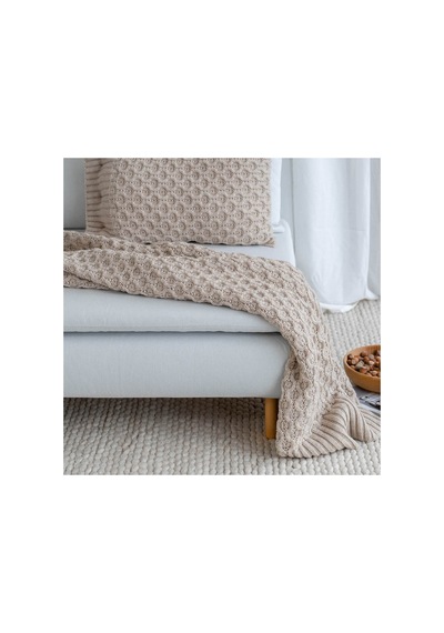 Home Kalın Örgü Battaniye Sofa & Yatak Üstü Dekoratif Battaniye 130cm X 170cm Bej Bej3 Bej3